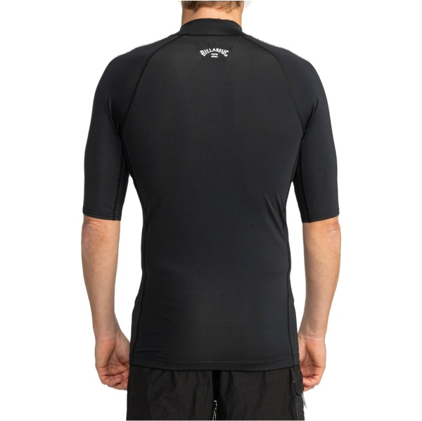 Billabong Mens Logo Surf Short Sleeve Rash Vest EBYWR03010 - Black